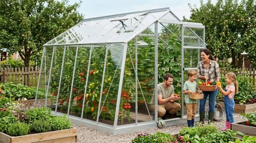 üvegház LANITPLAST LIMES Viva V7/6  2,47x5,95 m tiszta üveg 3 mm