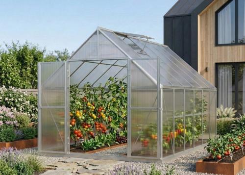 üvegház LANITPLAST SARANA 8x12 PC 4 mm ezüst színű