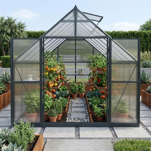 üvegház LANITPLAST SARANA 8x12 PC 4 mm fekete színű