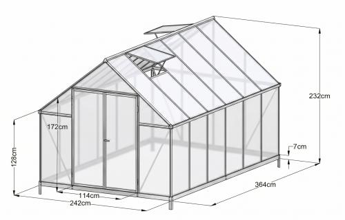 üvegház LANITPLAST SARANA 8x12 PC 4 mm fekete színű