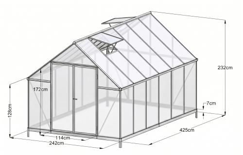 üvegház LANITPLAST SARANA 8x14 PC 4 mm ezüst színű