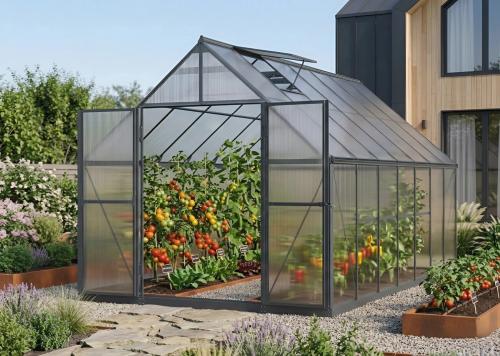 üvegház LANITPLAST SARANA 8x14 PC 4 mm fekete színű