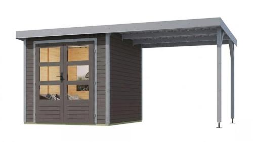 hibrid kerti ház KARIBU JUPITER 3B (12360) terragrau / világosszürke + menedék 219 cm