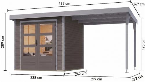 hibrid kerti ház KARIBU JUPITER 3,5B (12375) terragrau / világosszürke + menedék 219 cm
